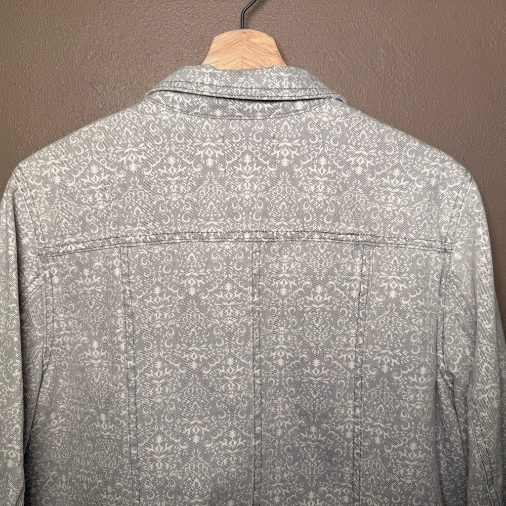 Ruff Hewn Gray & White Cotton Denim Moto Jacket Women's Plus Size 2X Streetwear - Picture 10 of 15